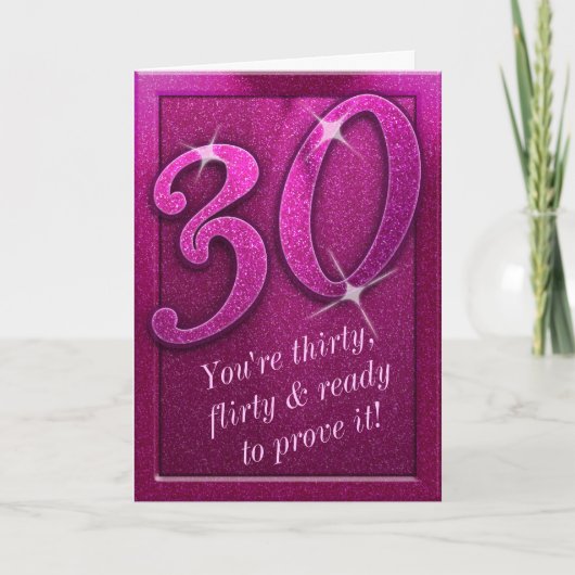 Carte de voeux d'anniversaire Sparkly Pink 30 et F (Devant)