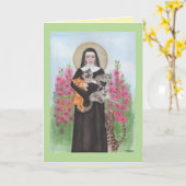 Carte de vœux d'anniversaire Ste Gertrude patronne (Fleur jaune)