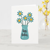 Carte de vœux d'anniversaire Teal Bloom (Fleur jaune)