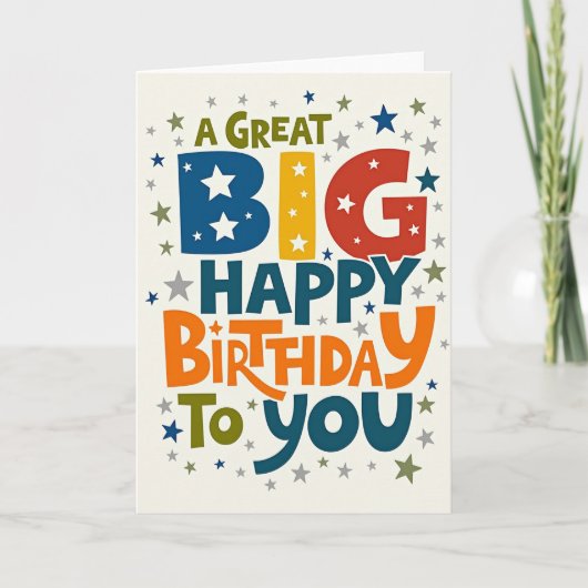 Carte de vœux d'anniversaire texte joyeux (Devant)