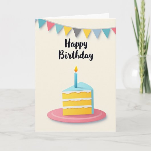 Carte de voeux d'anniversaire tranche de gâteau de (Devant)