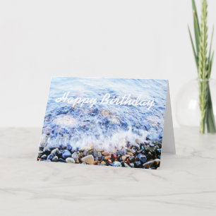 Carte de voeux d'anniversaire vague bleue