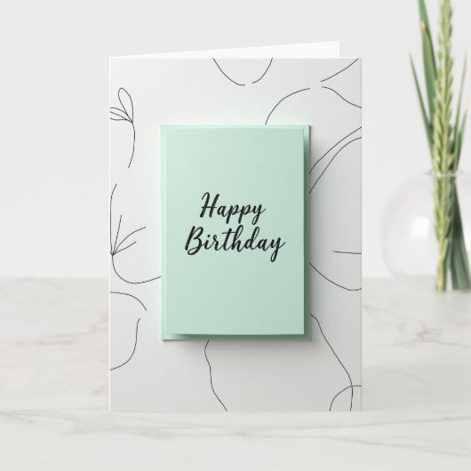 Carte de vœux d'anniversaire vert menthe (Devant)