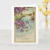 Carte de voeux d'anniversaire vintage (Fleur jaune)