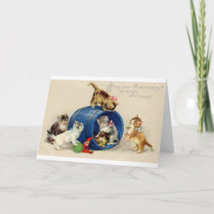 Carte de voeux d'anniversaire vintage Kittens