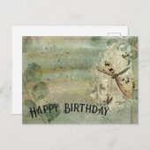 Carte de vœux d'anniversaire vintage libellule (Devant / Derrière)