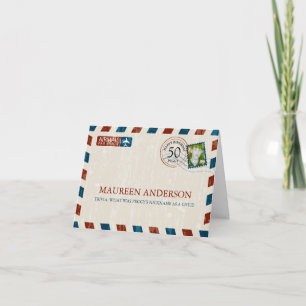 Carte de vœux d'anniversaire vintage par avion