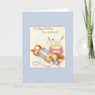 Carte de voeux d'anniversaire vintage tante