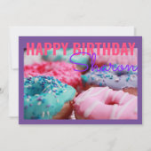 Carte de voeux d'anniversaire violet Donuts (Devant)