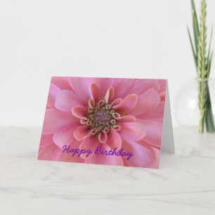 Carte de voeux d'anniversaire, zinnia rose