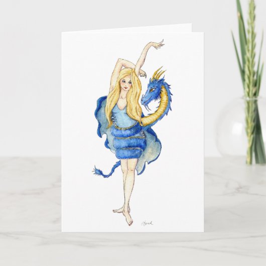 Carte de voeux Danseuse Dragon (Devant)