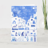 Carte de voeux d'aquarelle grecque Santorini (Devant)