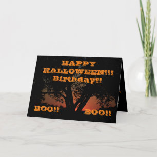 Carte de vœux d'arbre de Halloween joyeux