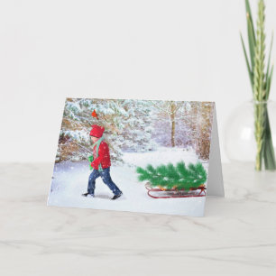Carte de vœux d'arbre de Noël à la maison