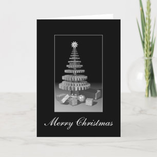 Carte de voeux d'arbre de Noël de roue dentée