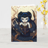 Carte de voeux "Dark Dragon" (Fleur jaune)