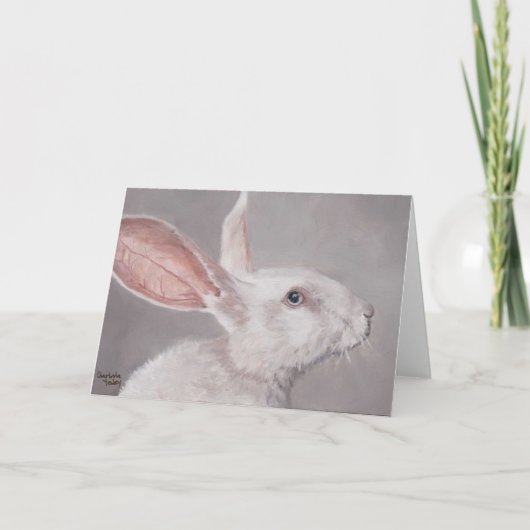 Carte de vœux d'art animal Lapin Blanc (Devant)