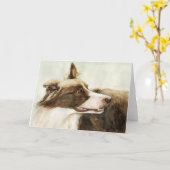 Carte de voeux d'art "Bordure Collie Profile" (Fleur jaune)