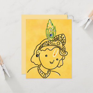 Carte de voeux d'art Cute Little Krishna