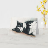 Carte de voeux d'art "de chat de smoking" (Fleur jaune)