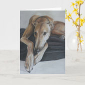 Carte de voeux d'art de chien de lévrier de (Fleur jaune)