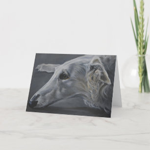 Carte de voeux d'art de chien de loup russe Borzoi