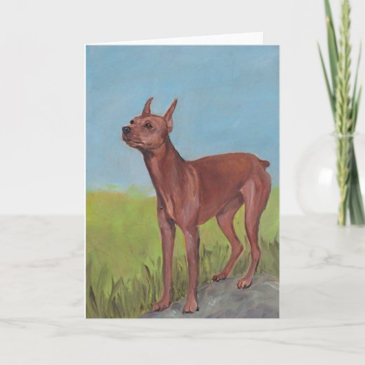 Carte de voeux d'art de chien de Pinscher (Devant)