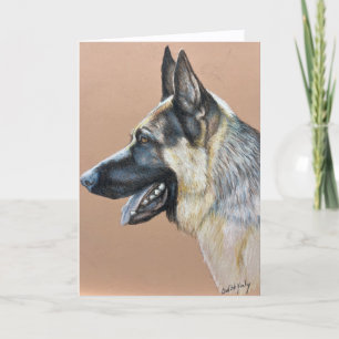 Carte de vœux d'art de chien de profil Berger alle