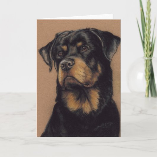 Carte de voeux d'art de chien de rottweiler (Devant)