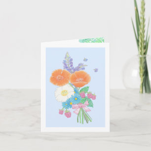 Carte de vœux d'art de fleurs sauvages d'été pour 