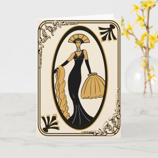 Carte de voeux d'art déco (Fleur jaune)