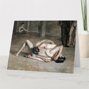 Carte de vœux d'art fin Wrestlers
