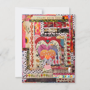 Carte de voeux d'art papier de coeur Whimsical