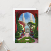 Carte de voeux d'Art Red Gardens Imaginaire (Devant/Arrière en situation)
