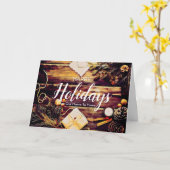 Carte de vœux d'art rustique Joyeuses Fêtes (Fleur jaune)