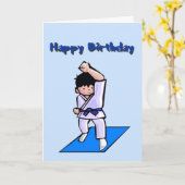 Carte de voeux d'arts martiaux de garçon de joyeux (Fleur jaune)