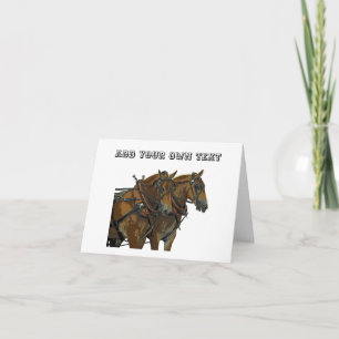Carte de vœux d'attelage de chevaux de trait belge