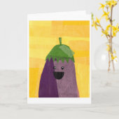 Carte de voeux d'aubergine (Fleur jaune)