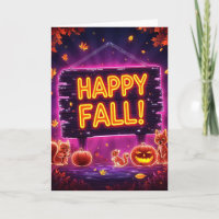 Carte de vœux d'automne au néon 13x18 cm – Joyeuse