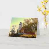 Carte de voeux d'automne Eagle Harbour Lighthouse (Fleur jaune)