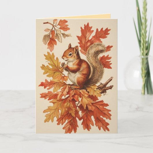 Carte de vœux d'automne écureuil (Devant)