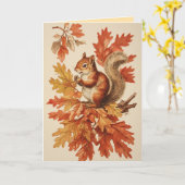 Carte de voeux d'automne Squirrel (Fleur jaune)