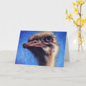 Carte de voeux d'autruche de Fugley (Fleur jaune)