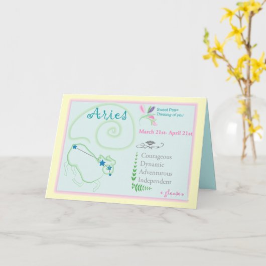 Carte de voeux d'avril de Bélier (Fleur jaune)