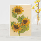 Carte de voeux de 3 tournesols (blanc à (Fleur jaune)