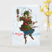 Carte de voeux de bacchante de saturnales (Fleur jaune)