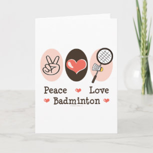 Carte de voeux de badminton d'amour de paix