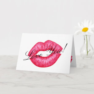 Carte de vœux de baiser au rouge à lèvres rouge