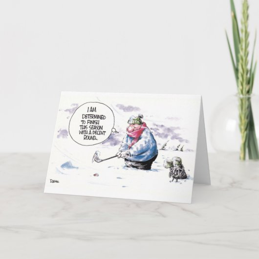 Carte de voeux de bande dessinée de golf : (Devant)