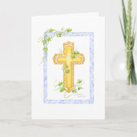 Carte de vœux de baptême à la croix de lierre